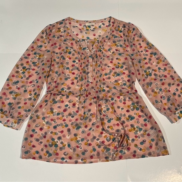 Tulle Peach Ruched Maternity Scoop Neck Blouse - Picture 1 of 7